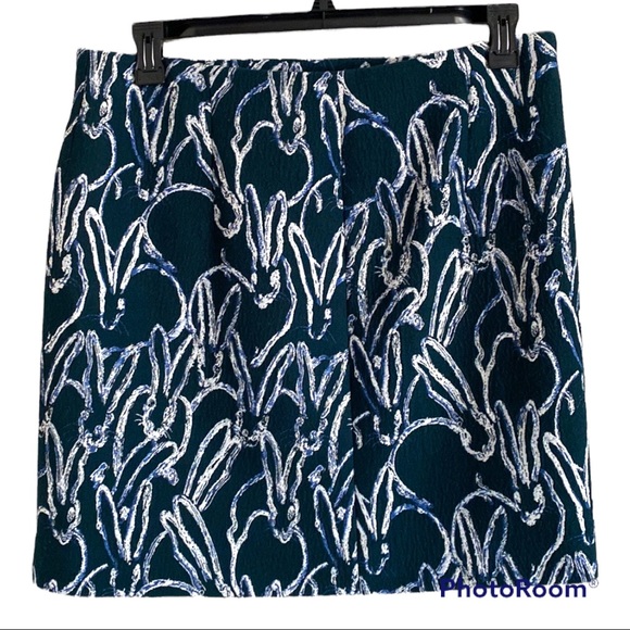 Jason Wu Grey Forest Green Embroidered Faux Wrap Wool Blend Skirt - Picture 2 of 8